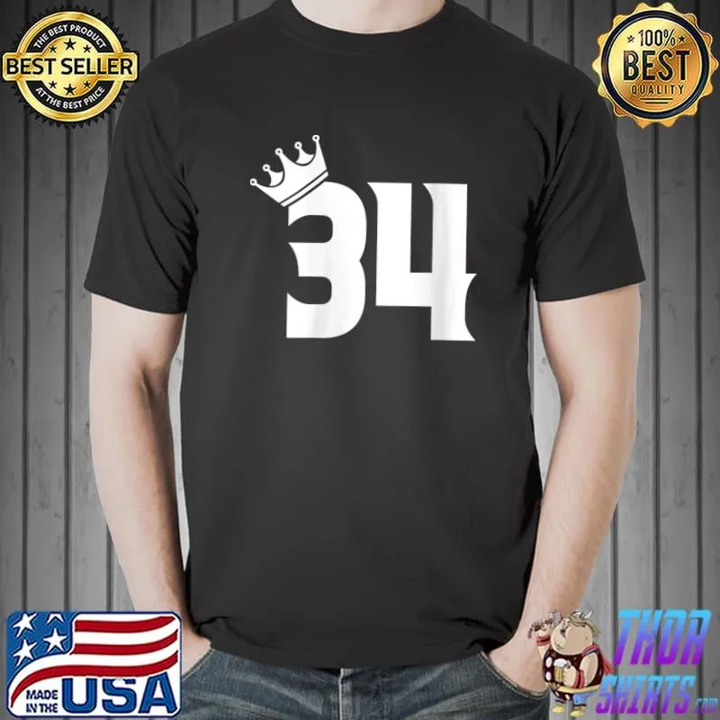 34th Birthday Women Men Vintage Number 34 With Crown T-Shirt Unisex