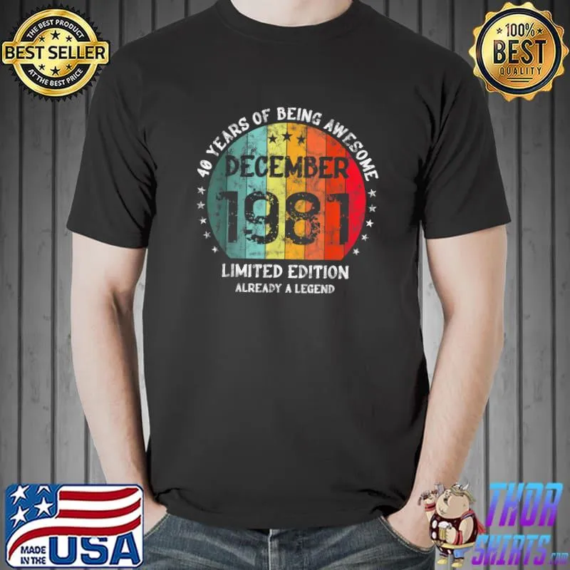 40 Years Old Being Awesome Born December 1981 40th Birthday T-Shirt Unisex