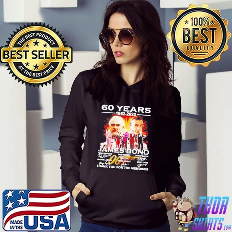 60 YEARS 1962 2022 JAMES BOND THANK YOU FOR THE MEMORIES SHIRT