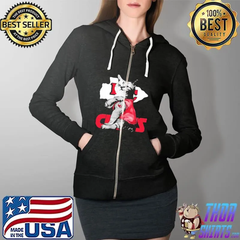A Cat With Kansas City Chief Logo Tattoo Shirts Full Zip Hooded
