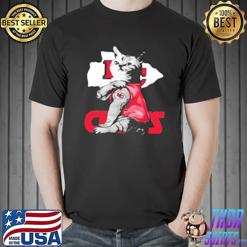 A Cat With Kansas City Chief Logo Tattoo Shirts Unisex