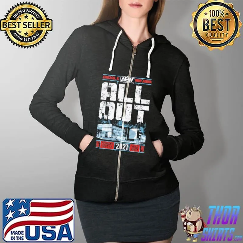 AEW All Out 2021 Marquee Design Shirt Full Zip Hooded