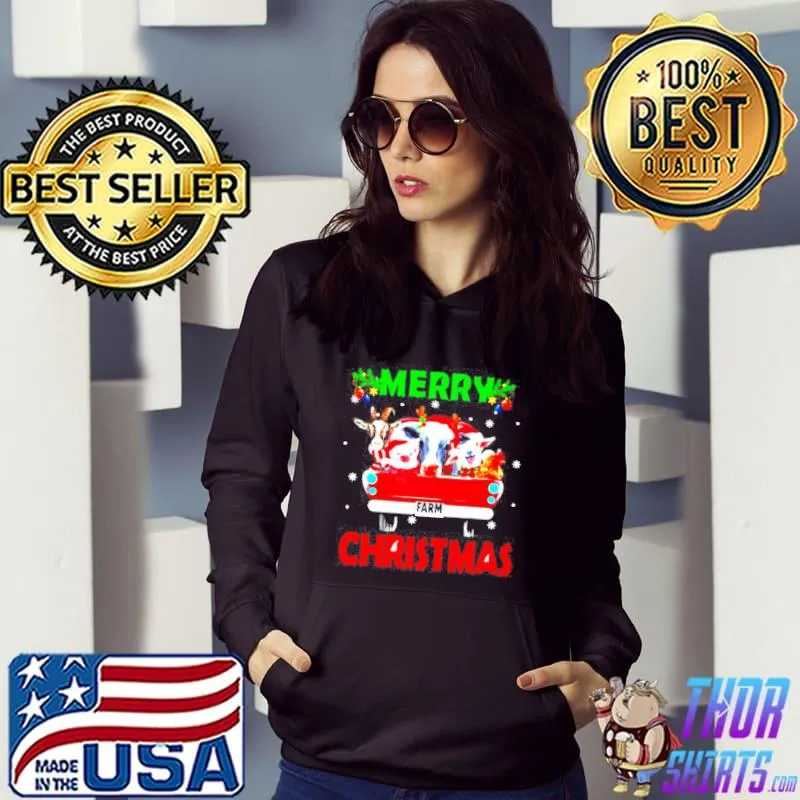 ANIMALS FARM ON RED TRUCK MERRY CHRISTMAS SHIRT
