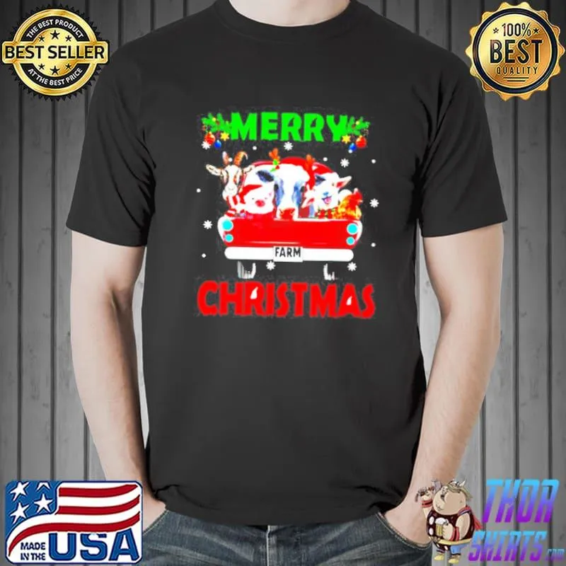 ANIMALS FARM ON RED TRUCK MERRY CHRISTMAS SHIRT Unisex