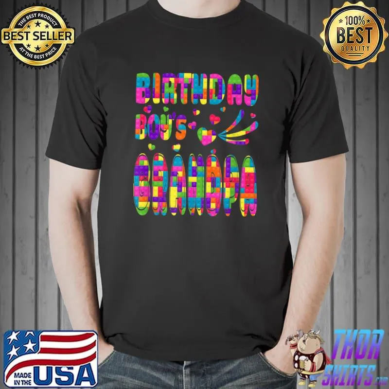 Awesome Birthday Boy's Grandpa Block Building Birthday Gift Party T-Shirt Unisex