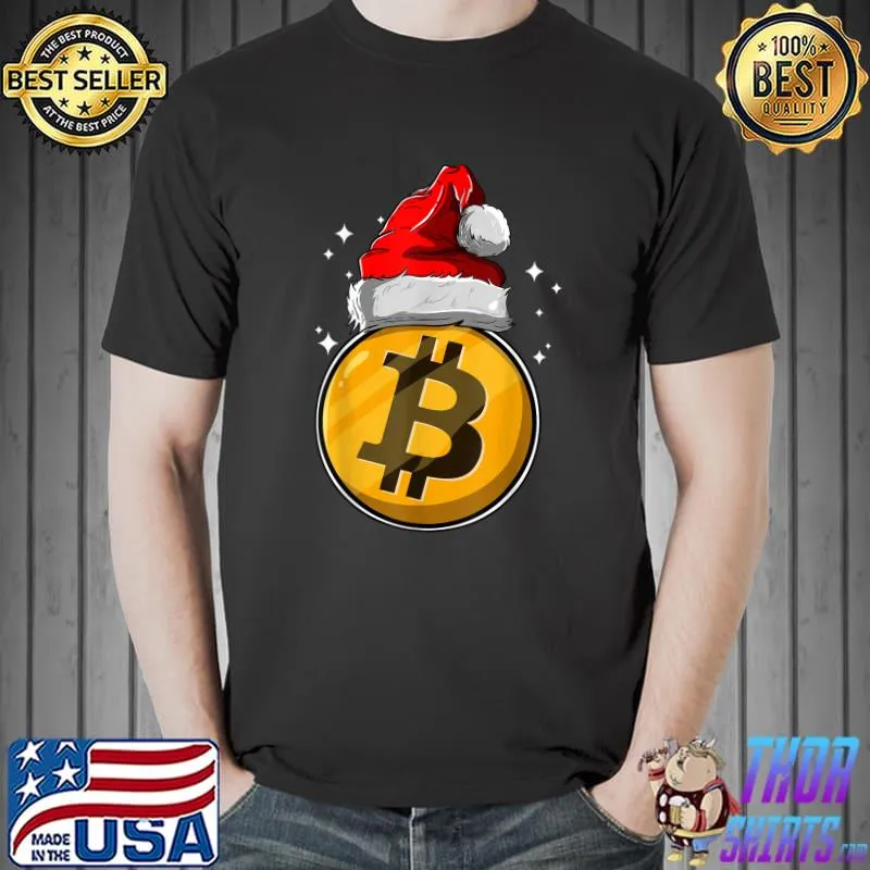 Awesome Bitcoin Santa Hat Christmas BTC Investor Funny Crypto Holder T-Shirt