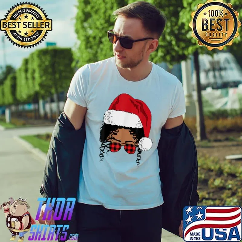 Awesome Black African American Santa Afro Christmas Melanin Women T-Shirt Unisex