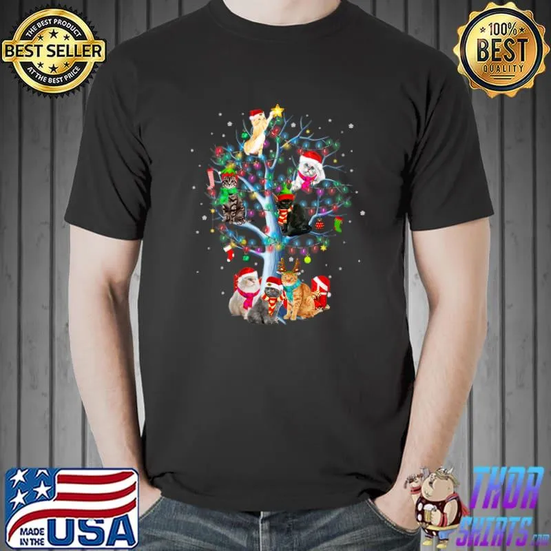 Awesome christmas Tree Cats Decoration Funny Cat Lovers Xmas T-s Unisex