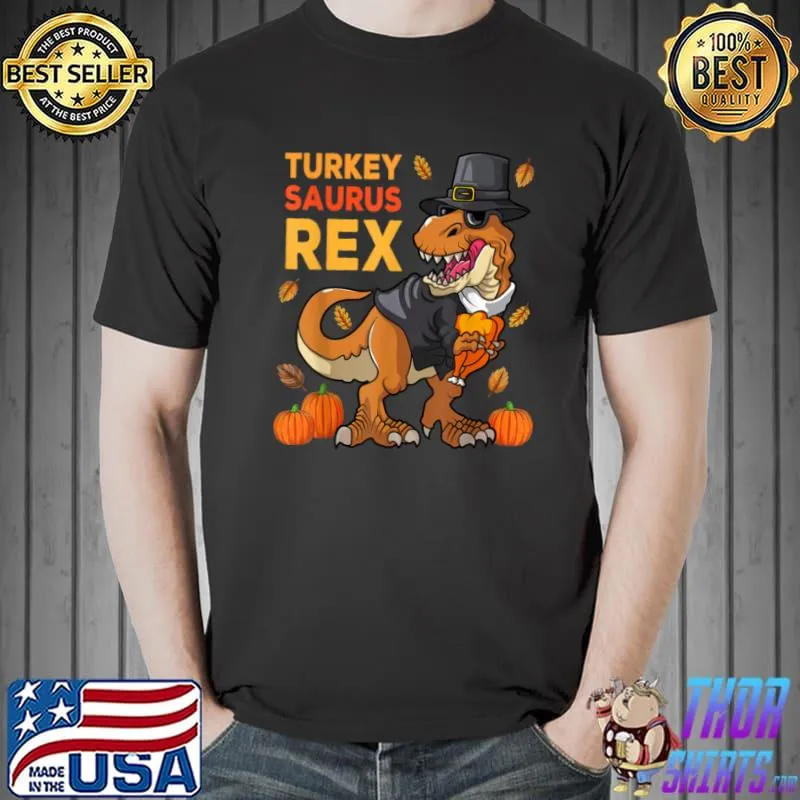 Awesome Dinosaur Thanksgiving Turkey T Rex Dino Boys Kids Toddlers T Shirt Unisex