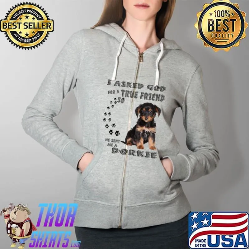 Awesome dorkie Quote Mom, Doxie Yorkie Dad, Cute Doxie Yorkie Dog T-s Full Zip Hooded