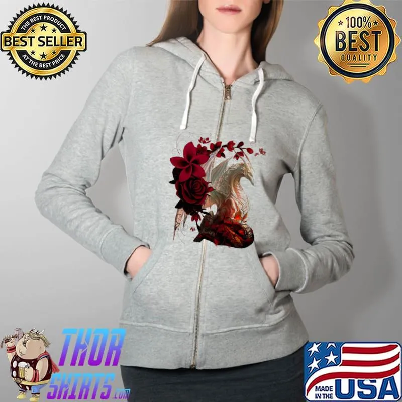 Awesome Flowers Roses I Love Dragon Shirt Full Zip Hooded