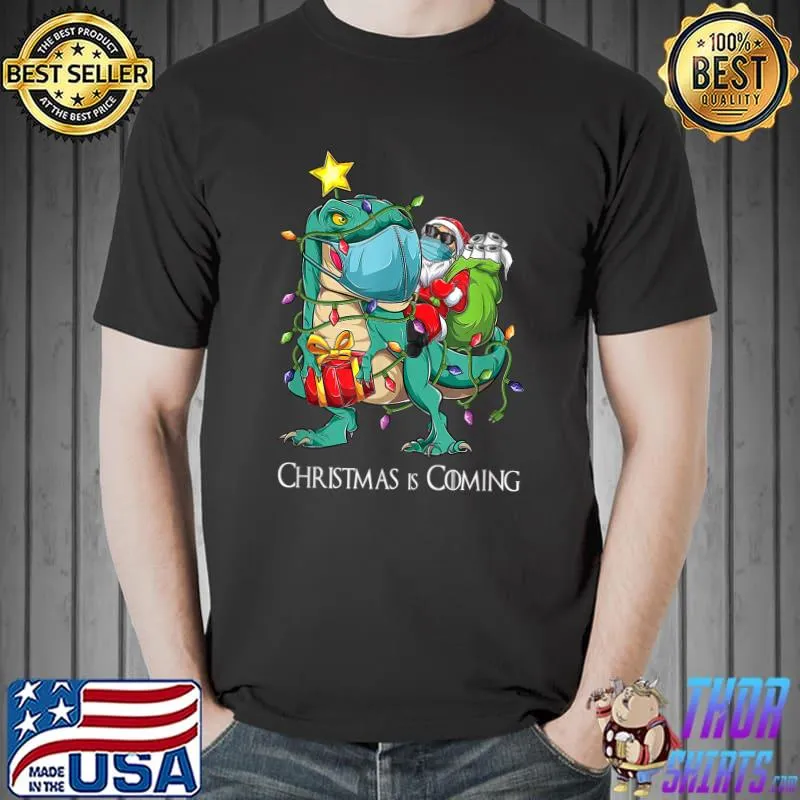 Awesome funny Christmas 2021 Santa riding Dinosaur Tree Rex men kids T-Shirt Unisex