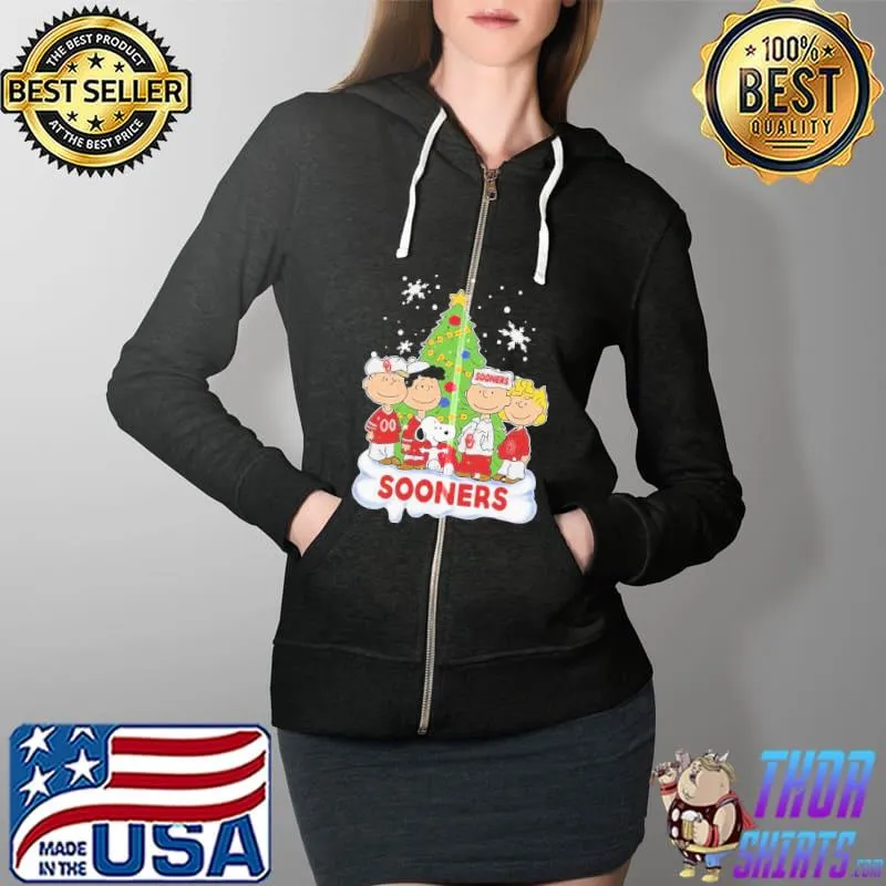 Awesome Funny Snoopy The Peanuts Oklahoma Sooners Christmas Shirt Full Zip Hooded