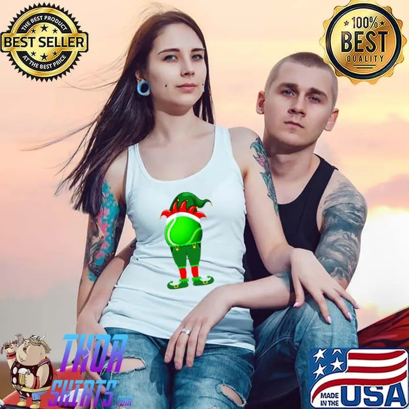 Awesome funny Tennis Elf Christmas Family Matching Xmas T-Shirt Tank Top