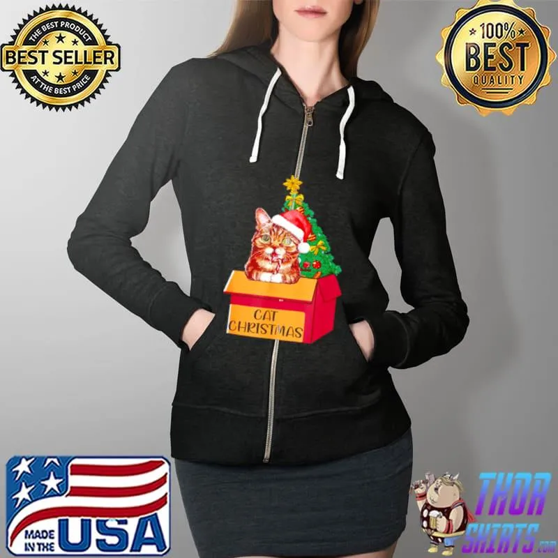 Awesome Gift Box Cat Christmas Full Zip Hooded