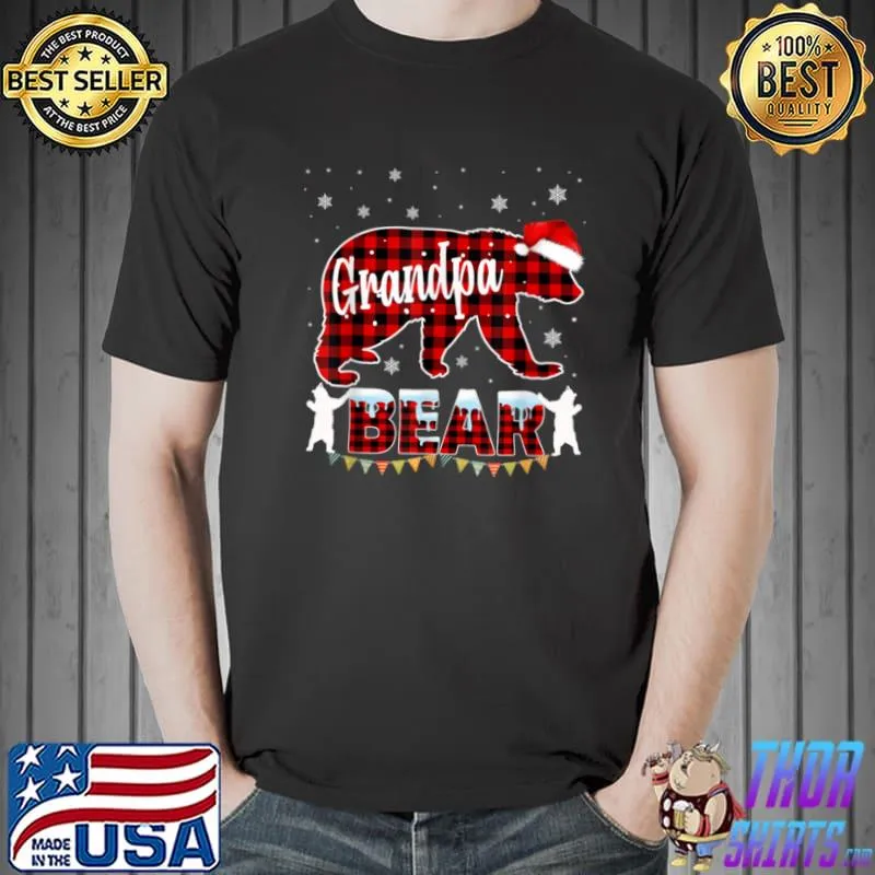 Awesome Grandpa Bear T Shirt Red Buffalo Plaid Grandpa Bear Pajama T Shirt Unisex