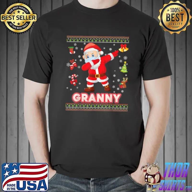 Awesome Granny Christ Mask Dabbing Santa Mask Christmas Sweater Ugly T Shirt Unisex