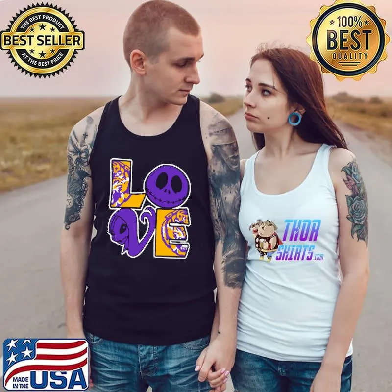 Awesome Halloween Jack And Sally Love The LSU Tigers NCAA Shirts Tank Top