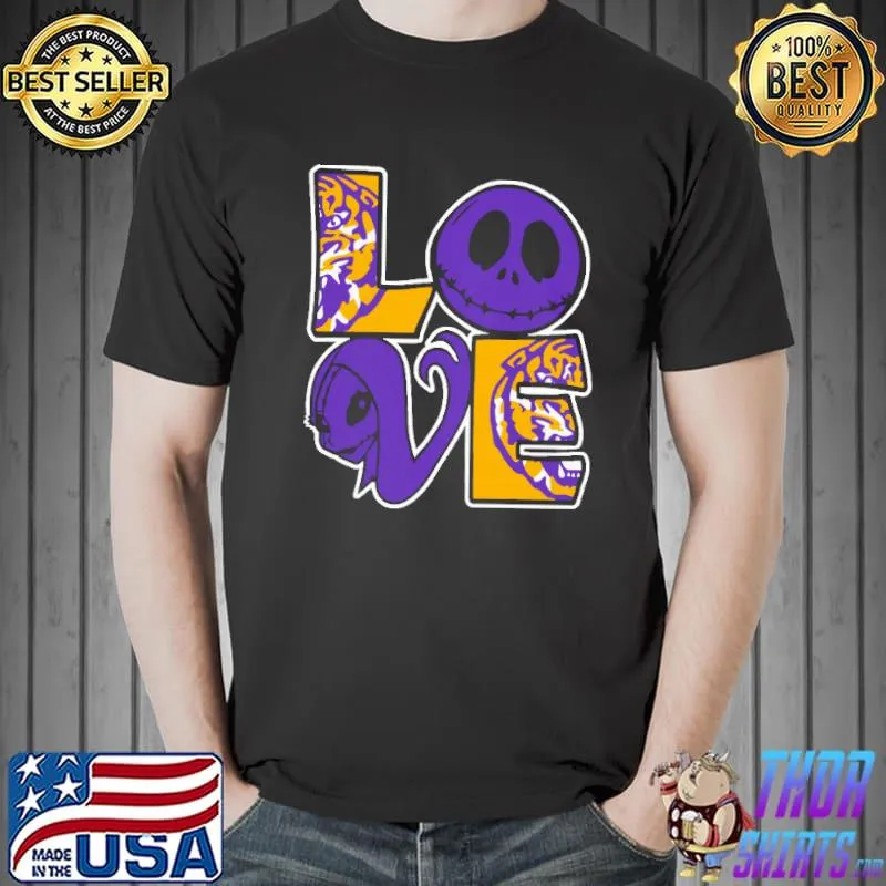 Awesome Halloween Jack And Sally Love The LSU Tigers NCAA Shirts Unisex