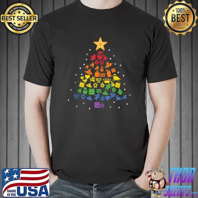 Awesome Happy Holigays LGBT Christmas Tree Costume Gay Pride Xmas T-shirt
