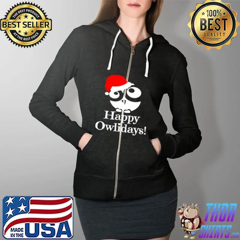 Awesome Happy Owlidays Christmas Sweater Shirt Full Zip Hooded