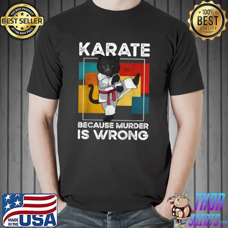 Awesome Karate Costume Gi Cat Training Funny Vintage T Shirt Unisex