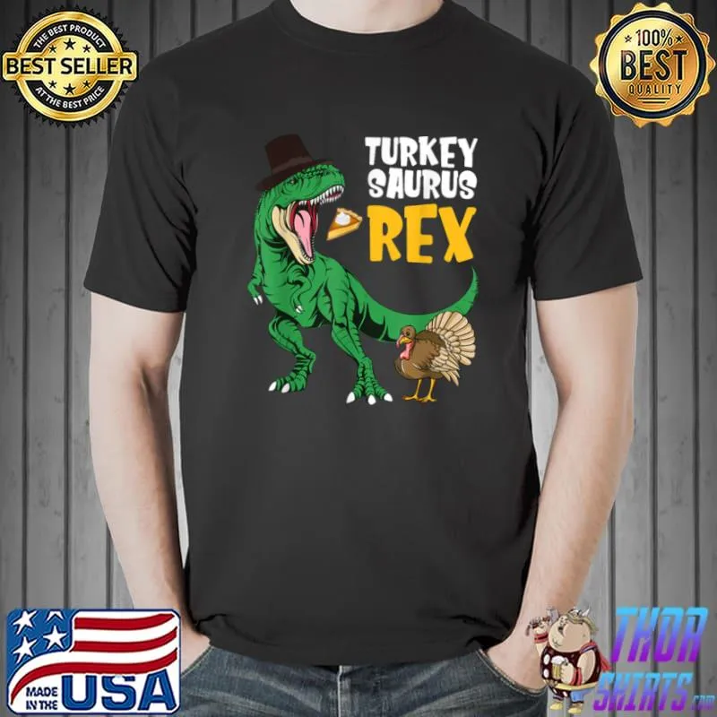 Awesome Kids Dinosaur Thanksgiving 2021 Boys Turkey Saurus REX T Shirt Unisex
