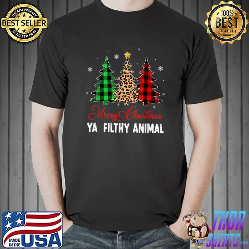 Awesome Merry Christmas Animal Filthy Ya Plaid Xmas Tree Pajamas T-Shirt Unisex
