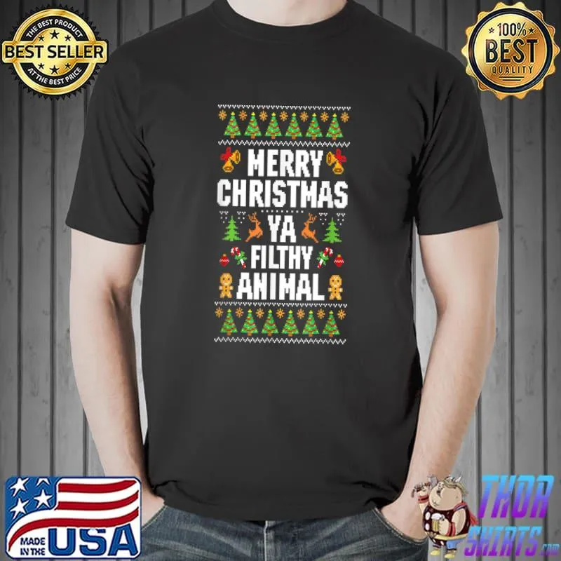 Awesome Merry Christmas Animal Filthy Ya Ugly Sweater Style Matching T-Shirt