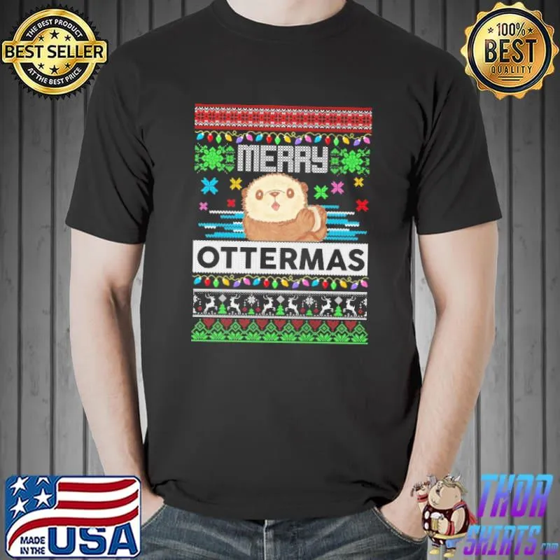 Awesome Merry Ottermas Christmas Ugly Shirt Unisex