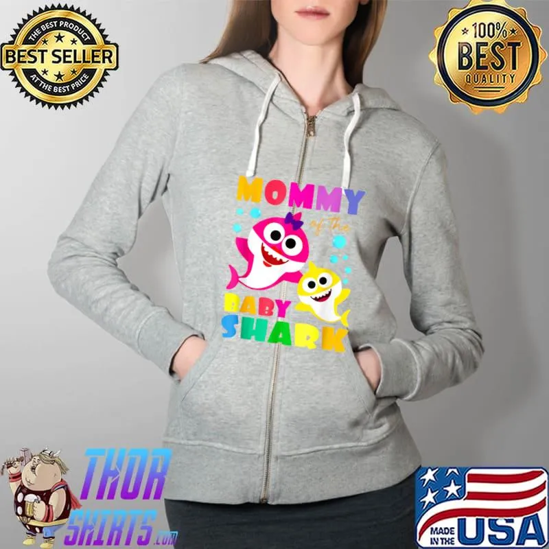 Awesome mommy Of The Baby Shark Birthday Mommy Shark T-Shirt Full Zip Hooded