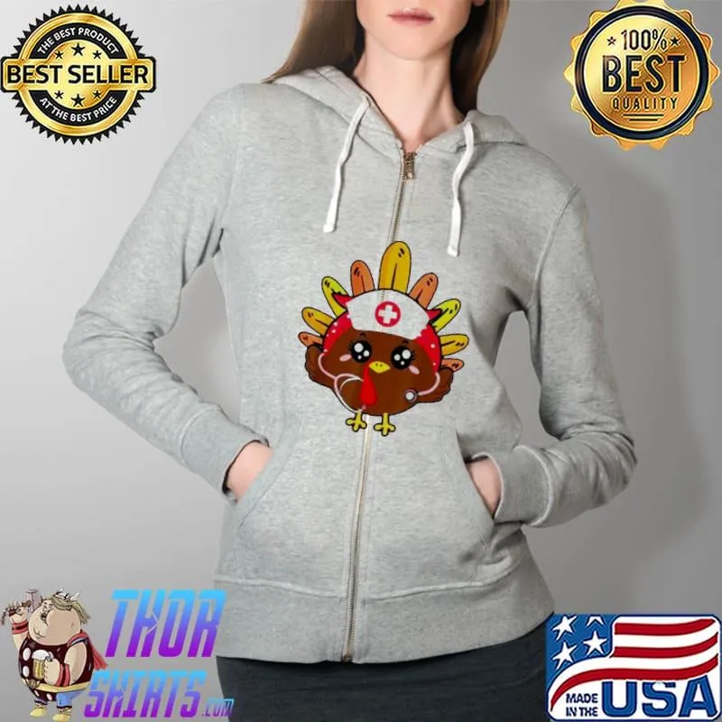 Awesome Nurse Turkey Shirt Full Zip Hooded