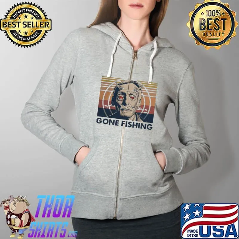 Awesome Official True Crime Gone Fishing Vintage Retro Shirt Full Zip Hooded