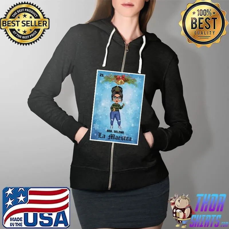 Awesome personalized Maestra Loteria Christmas Shirt Full Zip Hooded