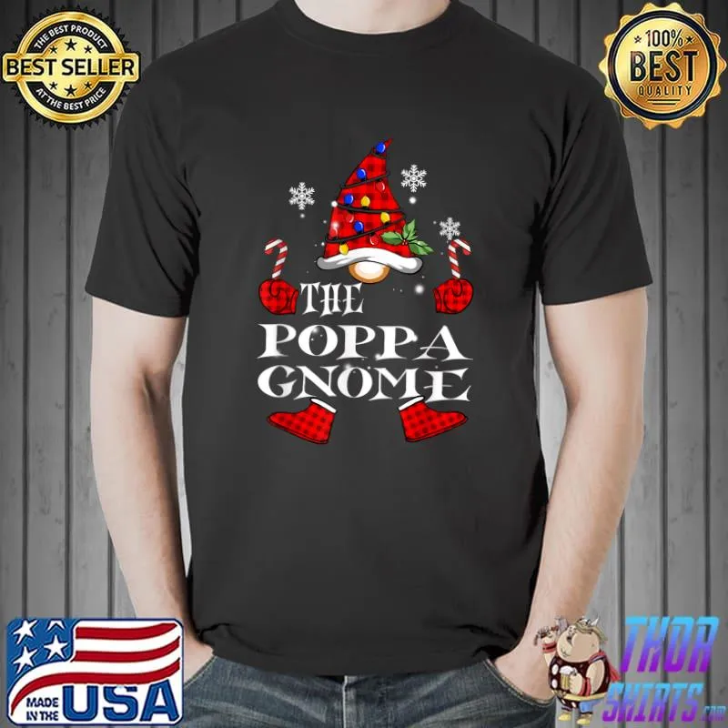 Awesome Poppa Gnome Red Plaid Matching Family Christmas Pajama T-Shirt Unisex