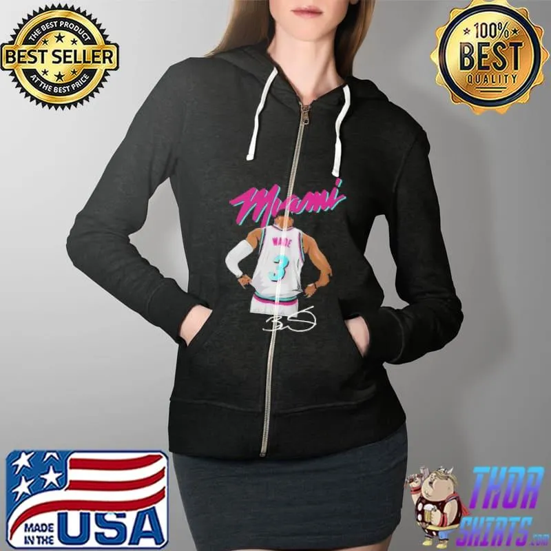 Awesome Pretty Dwyane Wade Miami Beach Signature Shirt Full Zip Hooded