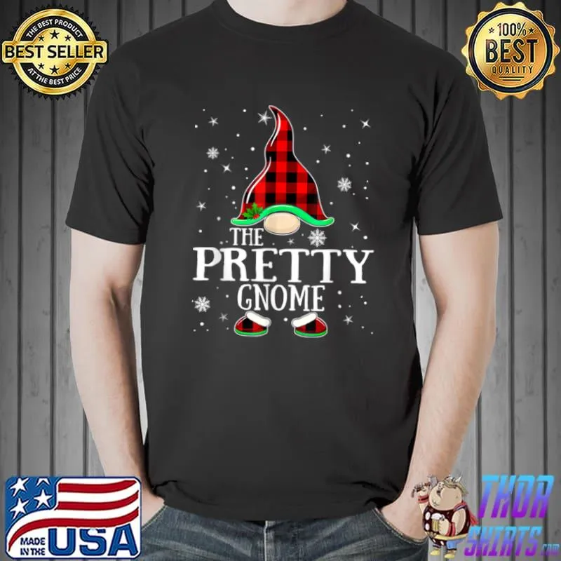 Awesome Pretty Gnome Buffalo Plaid Matching Family Christmas Pajama T Shirt