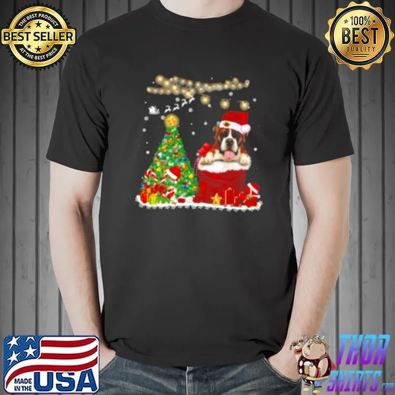 Awesome Santa Boxer Merry Christmas Tree shirt