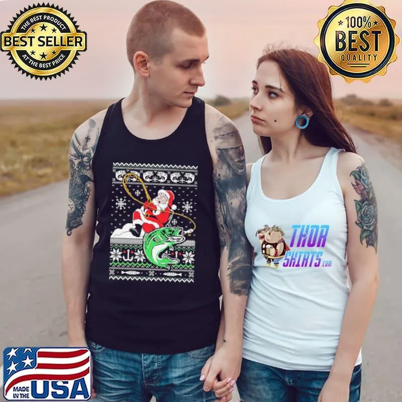 Awesome santa Claus Fishing Christmas Ugly s Tank Top