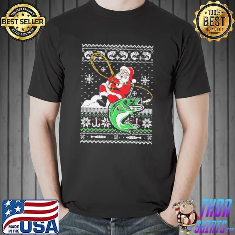 Awesome santa Claus Fishing Christmas Ugly s Unisex