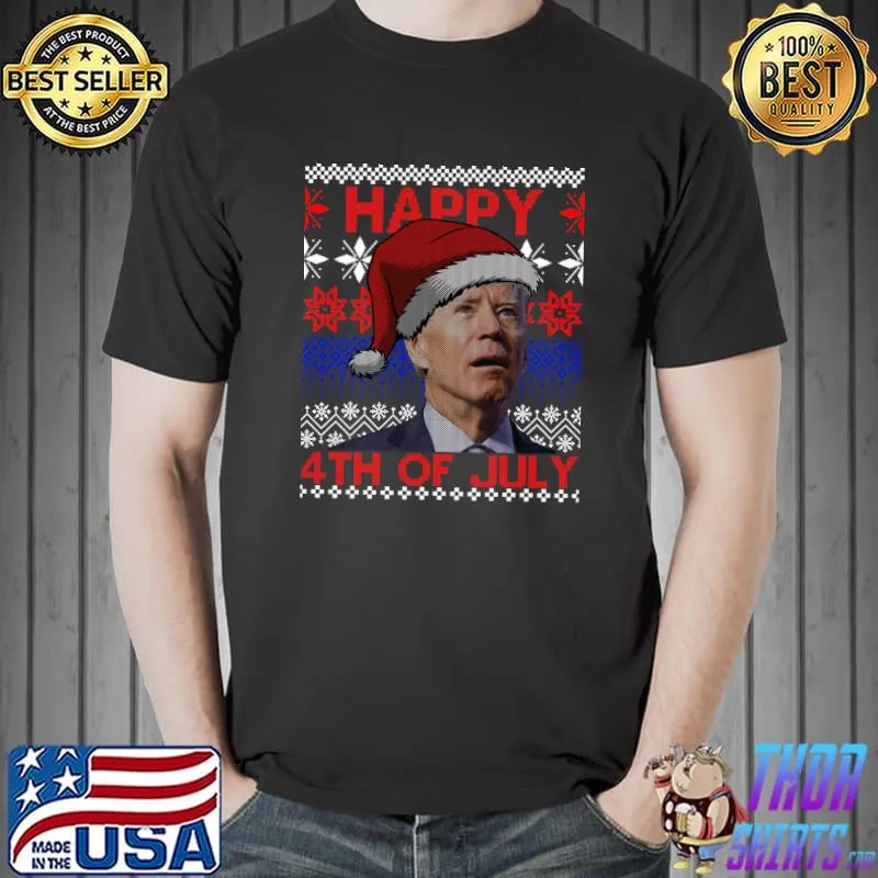 Awesome santa Joe Biden Happy 4th of July Ugly Christmas Sweater T-Shirt Unisex