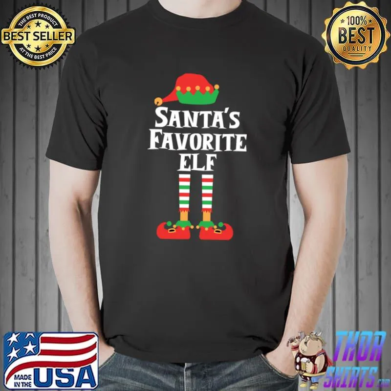Awesome SANTA'S FAVORITE ELF Family Christmas Matching Group T- Unisex
