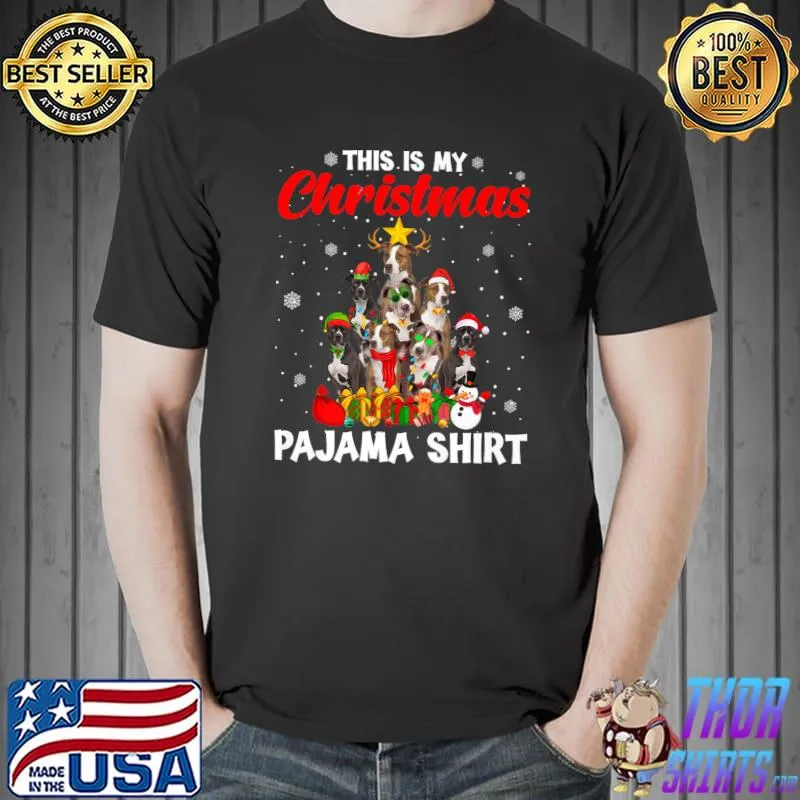 Awesome this Is My Christmas Pajama Pitbull Dog Xmas Tree Premium T-Shirt Unisex