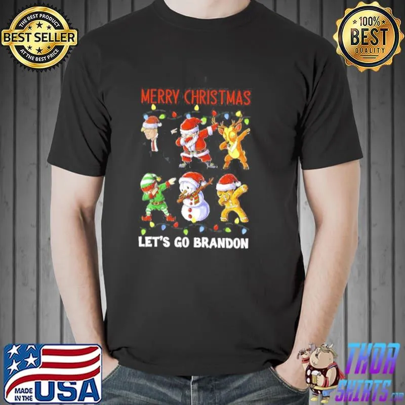 Awesome Trump Santa Reindeer Elf Dabbing Merry Christmas Let’s Go Brandon Unisex T-Shirt Unisex