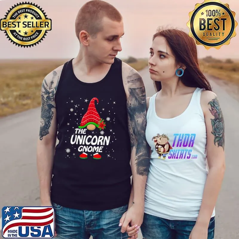 Awesome Unicorn Gnome Buffalo Plaid Matching Family Christmas Pajama T Shirt Tank Top