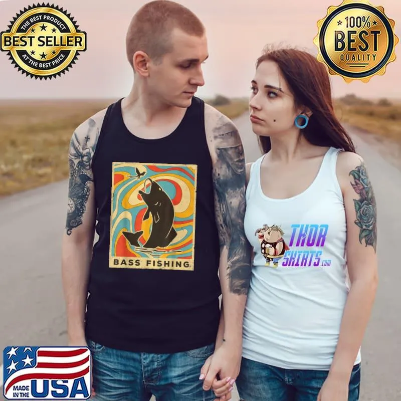 Awesome Vintage Bass Fishing Sport Retro Poster Shirt Tank Top