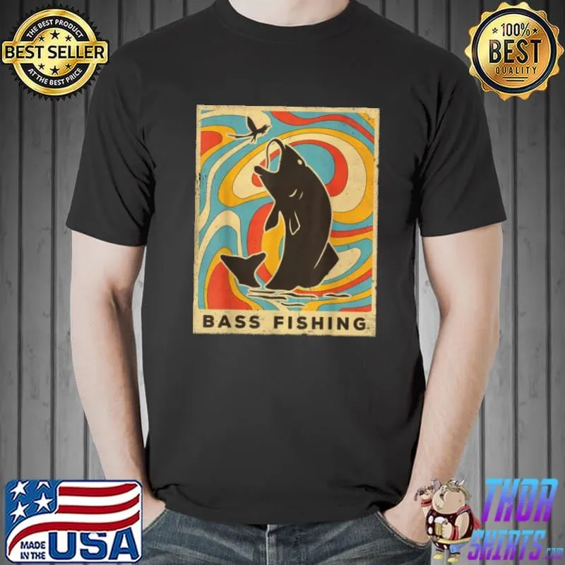 Awesome Vintage Bass Fishing Sport Retro Poster Shirt Unisex