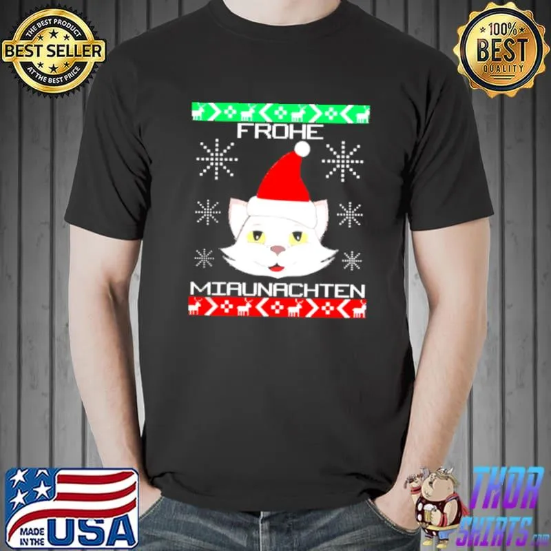 Awesome Vintage Frohe Miaunachten Christmas Sweater Shirt