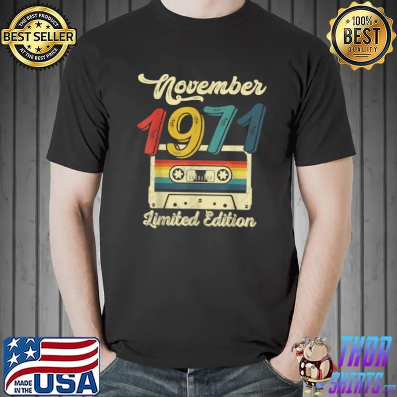 Awesome Vintage November 1971 Cassette 50th Birthday Decorations T Shirt Unisex