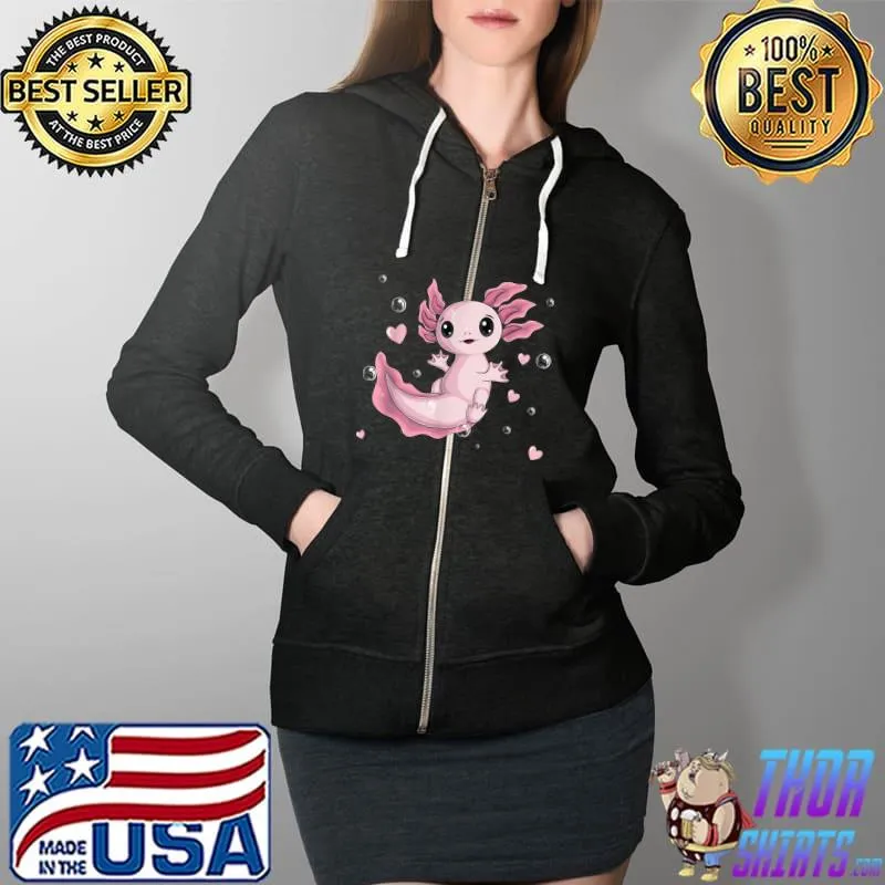 Axolotl Cute kawaii Axolotl kids girls boys men women T-Shirt Full Zip Hooded